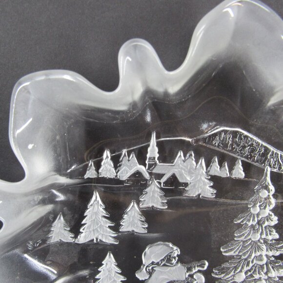 Holiday Christmas Story Etched Glass Candy Dish Clear and Frosted 1.5"x9.75" - Picture 2 of 7